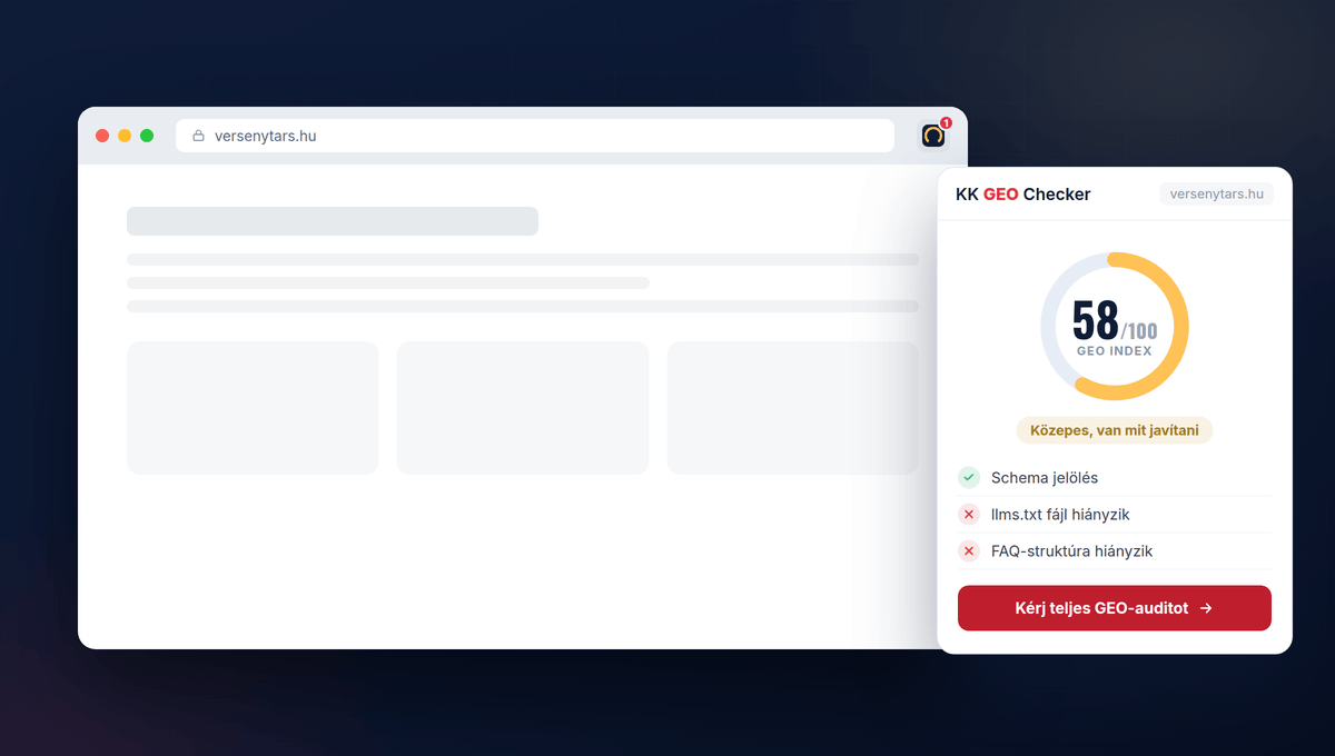 KK GEO Checker Chrome-bővítmény, GEO Index bármelyik oldalra