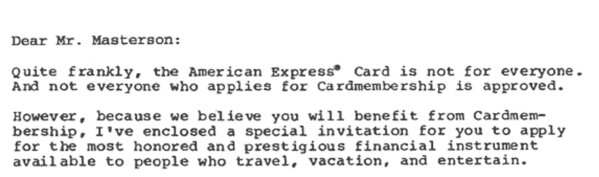 AMEX sales letter