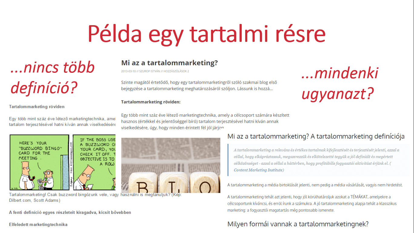 tartalmi rés a tartalommarketing definícióknál