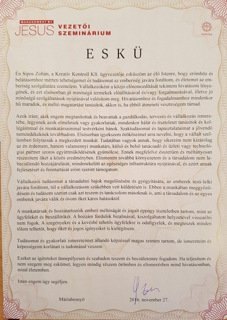 Vállalkozói eskü